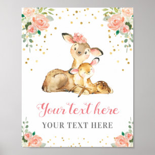 Oh Deer Woodland Baby Mädchen Shower Maßgeschneide Poster