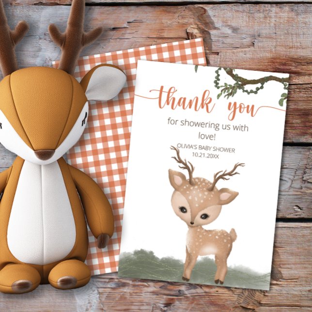 Oh Deer Woodland Babydusche danke Karte (Von Creator hochgeladen)