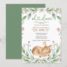 Oh Deer Woodland Blumengrün Babydusche
