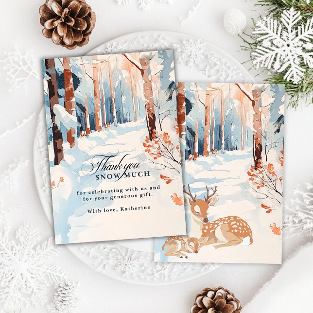 Oh Deer Woodland Thankyou schneit viel Baby-Dusche Dankeskarte (Von Creator hochgeladen)