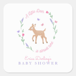 Oh Deer Woodland Thema Kinderdusche Quadratischer Aufkleber