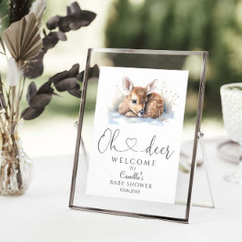 Oh Deer Woodland Winter Baby Dusche Poster