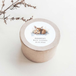 Oh Deer Woodland Winter Baby Dusche Runder Aufkleber