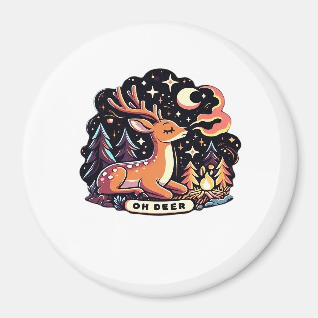Oh Deer Zeitgenössischer Grafikstil  Magnet (Vorne)