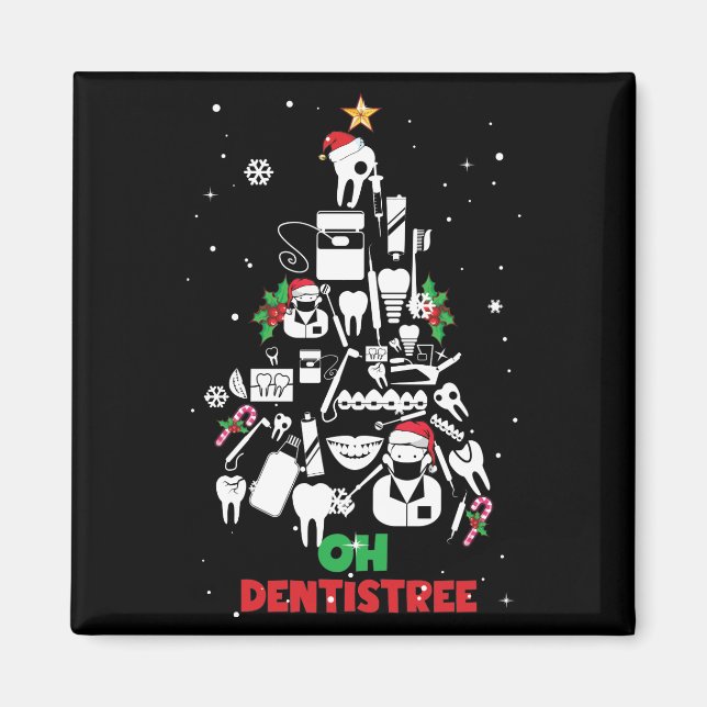 Oh Dentistree Dentist Zahnzähne Weihnachtsbaum Magnet (Vorne)