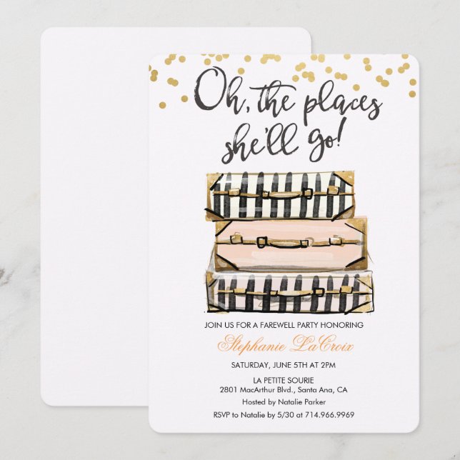 Oh, die Orte, an denen sie sich verabschieden wird Einladung (Vorne/Hinten)