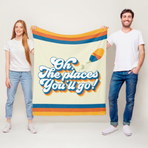Oh, die Orte, an die du gehst! Zitat mit Luftballo Fleecedecke