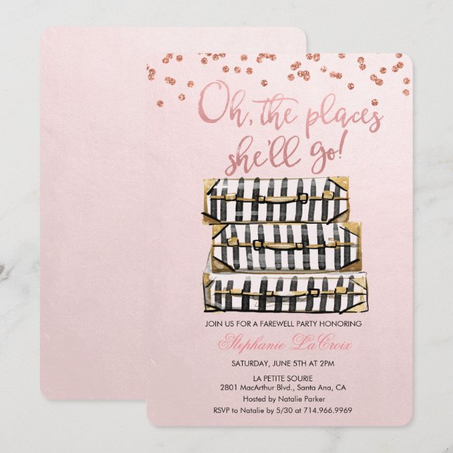 Oh, die Orte, die sie gehen Abschied Einladung (Vorne/Hinten)