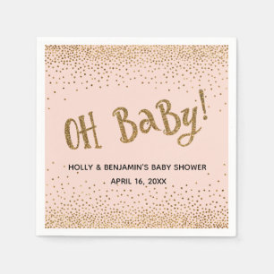 "Oh erröten Baby!" GoldGlitzerconfetti-Namen, Serviette