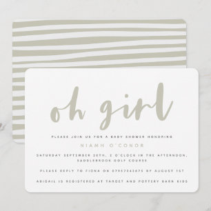 Oh fille, baby shower invitation de fête (sable)