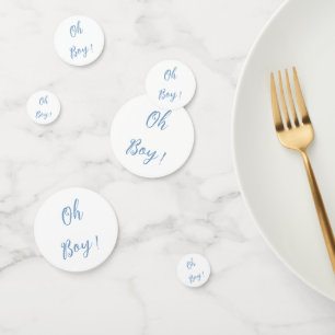 Oh garçon baby shower simple confetti bleu