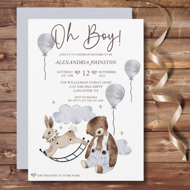 Oh garçon Invitation Baby shower Vintage (Créateur téléchargé)