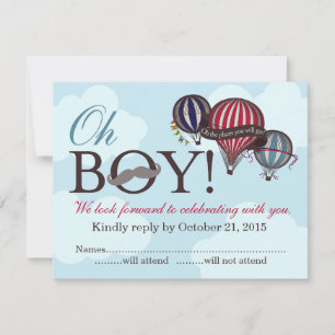 Oh garçon lil homme ballon à air chaud carte RSVP