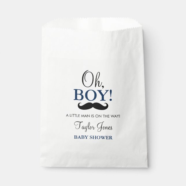 Oh garçon Mustache Baby shower Favoriser les sacs (Devant)