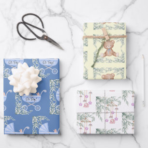Oh garçon poussette bébé et papier d'enveloppement