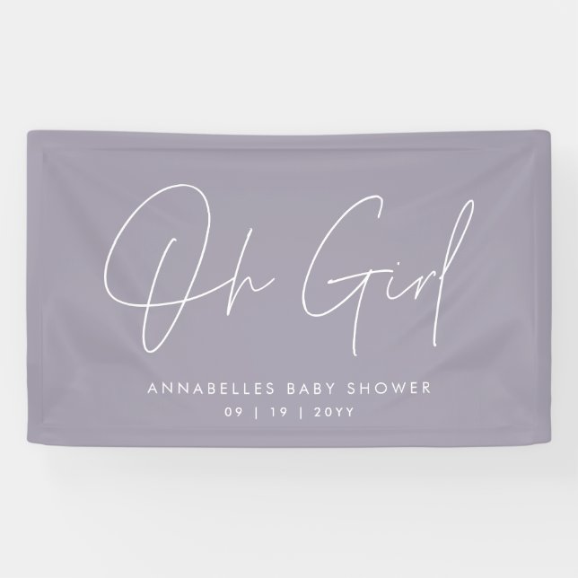 Oh Girl Baby Duschskript modern lila elegant Banner (Horizontal)