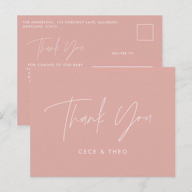 Oh Girl Dusche danke pink elegant Postkarte (Vorne/Hinten)