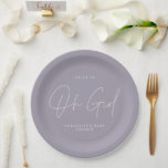 oh Girl Duschskript lilac lila elegant Pappteller<br><div class="desc">oh Mädchen Duschskript moderne Lavendel lilac lila elegantes Party Papier Platte Design.</div>