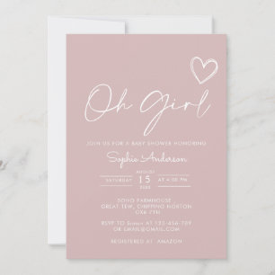Oh Girl Minimalistisch Moderne Babydusche Einladung
