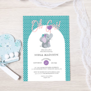 Oh Girl Niedlich Elephant Baby Dusche Einladung