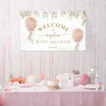 Oh Girl Pink Balloon Floral Eucalyptus Baby Dusche