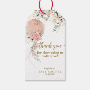 Oh Girl Pink Balloon Floral Eucalyptus Baby Dusche Geschenkanhänger