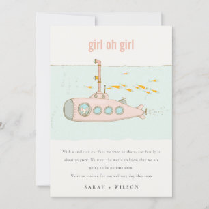Oh Girl Sous-marin sous-marin Faire-part bébé