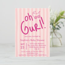 Oh Gurl Pink Stripe Mädchen Baby Shower 