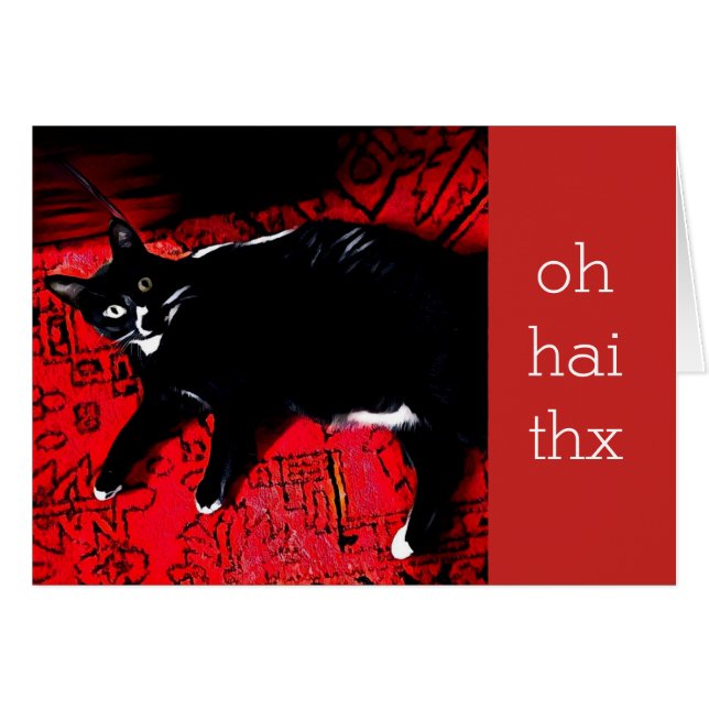 Oh Hai Thx Carte de remerciements personnalisable (Devant Horizontal)