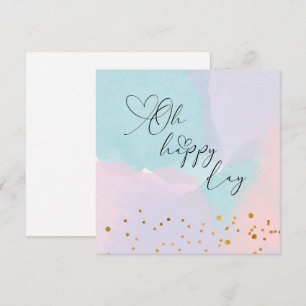 Oh Happy Day Gold Glitter Wasserfarben-Grußkarte Karte
