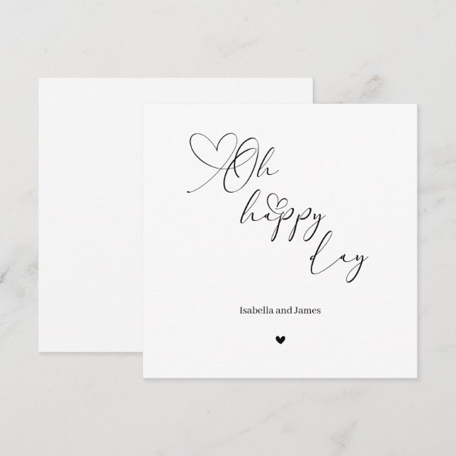 Oh Happy Day Heart Embellished Wedding  Karte (Vorne/Hinten)
