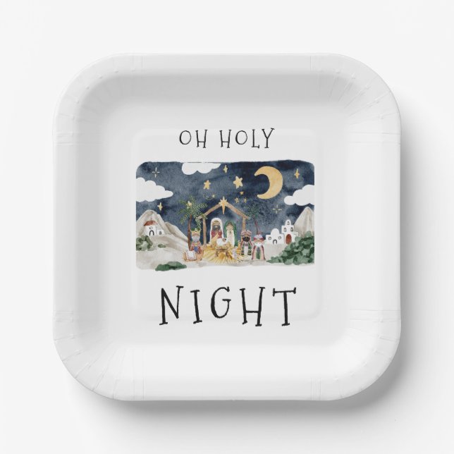 Oh, Heilige Nacht Afrikanische Krippe Weihnachten Pappteller (Vorderseite)