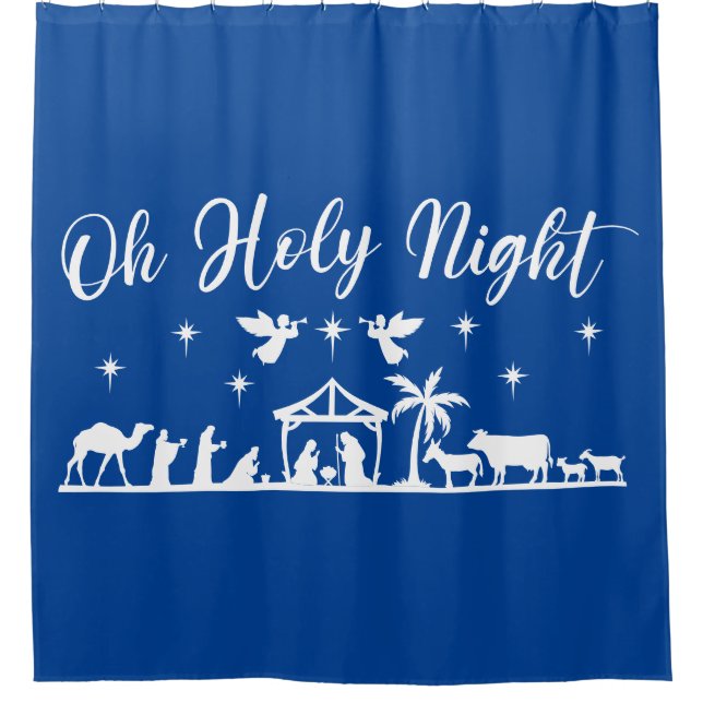 Oh Heilige Nacht Ganze Geburt & Engel Duschvorhang (Vorderseite)