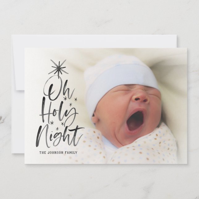 Oh, heilige Nacht | Holiday Birth Ankündigung Foto (Vorderseite)