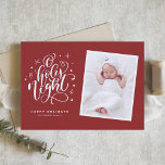 Oh Heilige Nacht Script Rotes Weihnachtsfest Foto Feiertagskarte<br><div class="desc">Oh,  heilige Nacht die Sterne leuchten hell...  Senden Sie Urlaubsgrüße mit dieser individuellen Urlaubskarte. Es enthält "Oh heilige Nacht" Schrift mit einem festlichen Urlaubsmuster. Personalisieren Sie diese durch Hinzufügen von Namen,  Fotos und anderen Details. Diese Urlaubskarte wird auch perfekt sein als eine Urlaubserinnerung.</div>