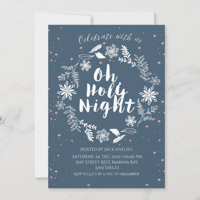 oh Heilige Nacht Weihnachten Party Einladung (Vorderseite)