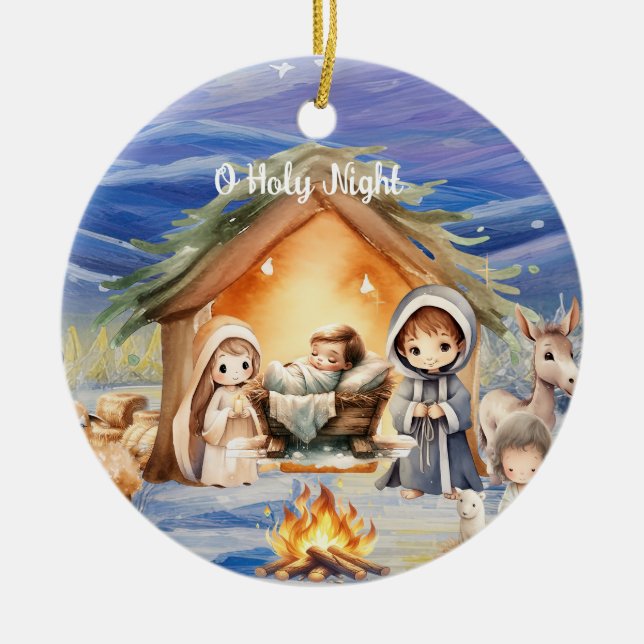 Oh Heilige Nacht Weihnachtsdekoration Keramik Ornament (Vorne)