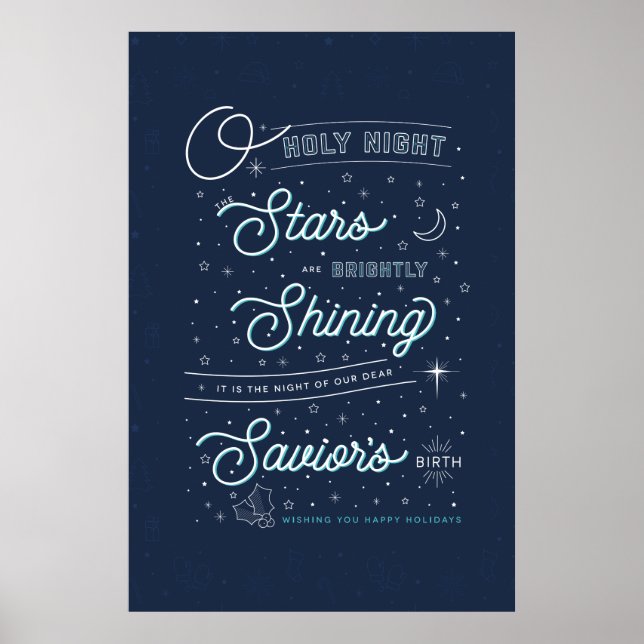 Oh, Heilige Nacht Weihnachtsgebäck 24x36 / Blau Poster (Vorne)
