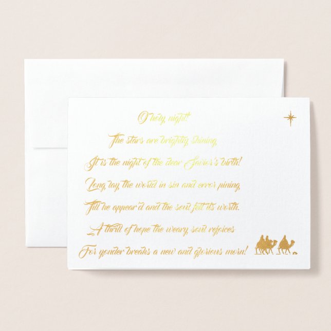 Oh, heilige Nachtschwärmer Texte Foil Weihnachtska Folienkarte (Vorderseite mit Umschlag)