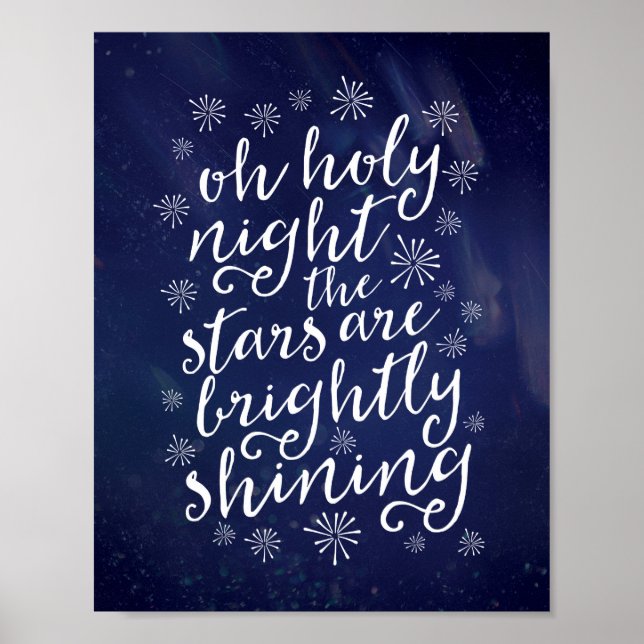 Oh Heiliger Nachtwasserfarbe Weihnachtsdruckposter Poster (Vorne)