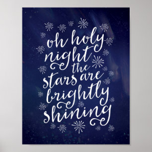 Oh heiliges NachtAquarell Weihnachtsdruckplakat Poster