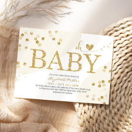 Oh, helles Gold Glitzer Chic Baby Girl Dusche Einladung