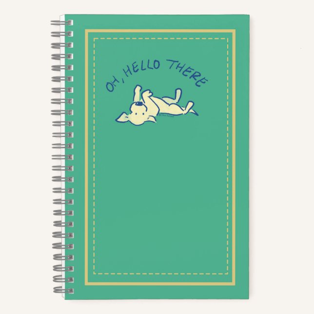 "Oh Hello There" Gelbe Labrador "Green Custom" Notizbuch (Vorderseite)