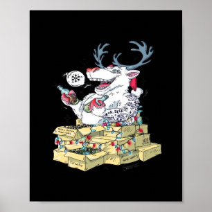 Oh Hirsch Betrunkener Rentier feiert Weihnachtsfes Poster