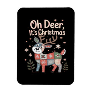 Oh Hirsch, es ist Weihnachten Mini-Patchwork-Quadr Magnet