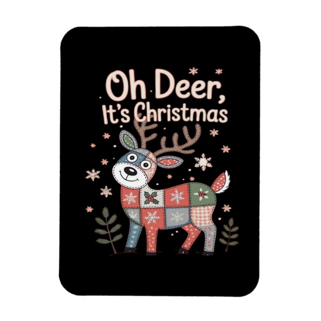 Oh Hirsch, es ist Weihnachten Mini-Patchwork-Quadr Magnet (Vertikal)