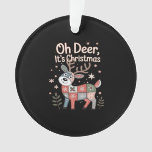 Oh Hirsch, es ist Weihnachten Mini-Patchwork-Quadr Ornament