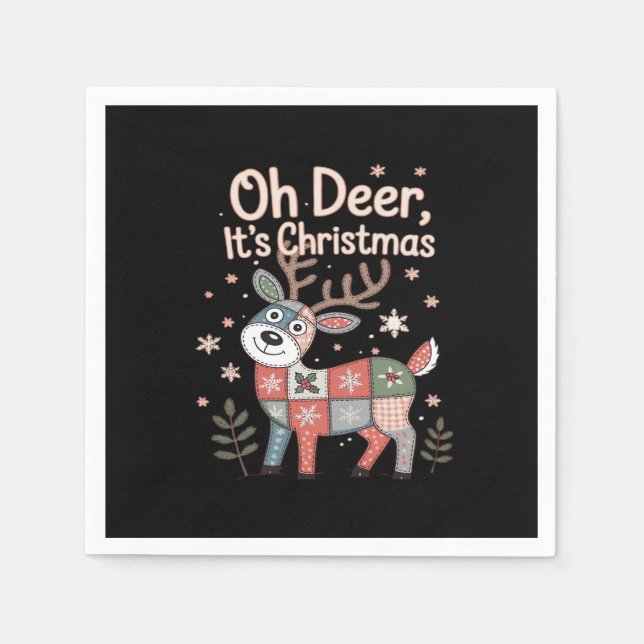 Oh Hirsch, es ist Weihnachten Mini-Patchwork-Quadr Serviette (Vorderseite)