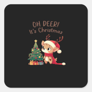 Oh Hirsch, es ist Weihnachten, moderne ästhetische Quadratischer Aufkleber