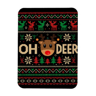 Oh Hirsch hässlicher Weihnachtspullover-Puzzle Magnet
